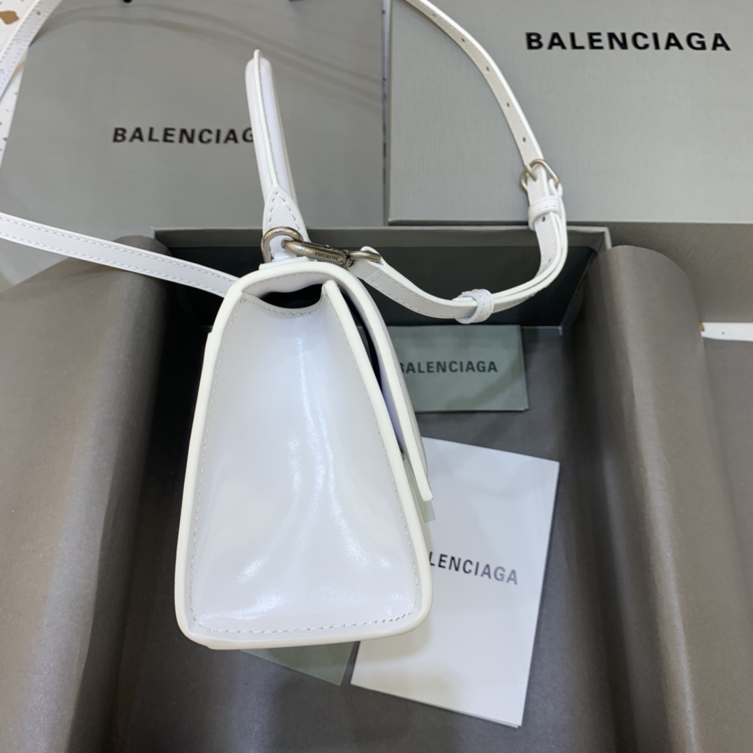 Balenciaga Hourglass XS Handbag Box Calfskin Shoulder Bag White